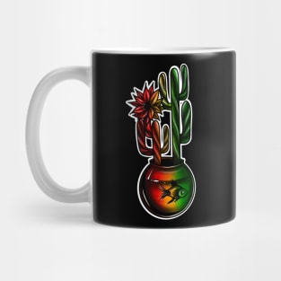 Reggae Cactus with aquarium and Fish Colored Art Mug